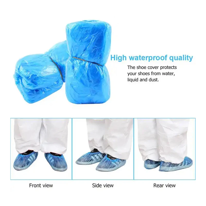 Disposable Shoe Covers Plastic Shoe Cover Rain Shoe Covers Shoe Covers 100 PCS Plastic Disposable Shoe Covers Cleaning Overshoes Outdoor Rainy Day Carpet Cleaning Shoe Cover Waterproof Covers