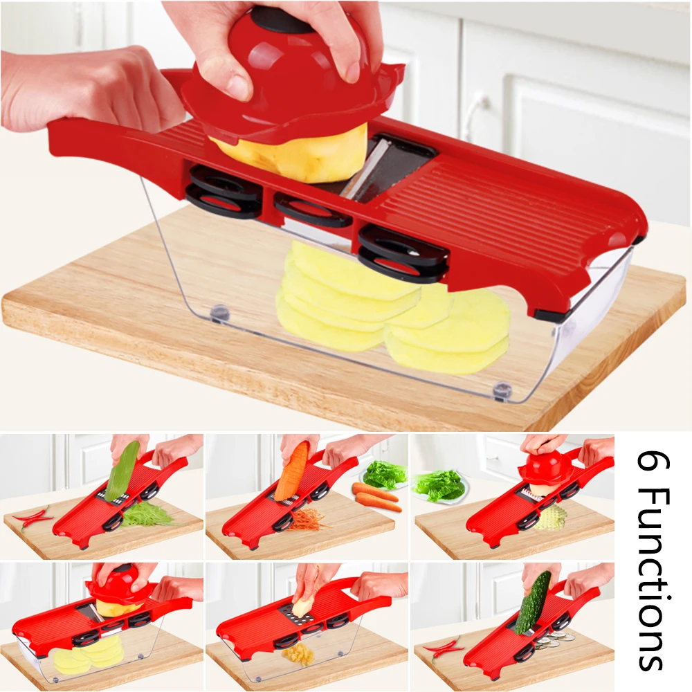 Vegetable Slicer Cooking Tool Sets Kitchen Gadget Multi-function Grater Fruit Cutter 6 Blades