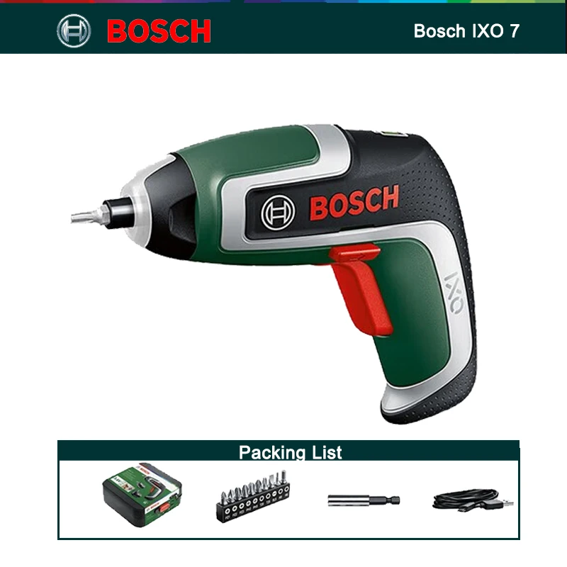 مفك براغي كهربائي لاسلكي من Bosch IXO 7 مثقاب كهربائي صغير 5.5Nm 235rpm 3.6 فولت مفك براغي قابل لإعادة الشحن أداة كهربائية