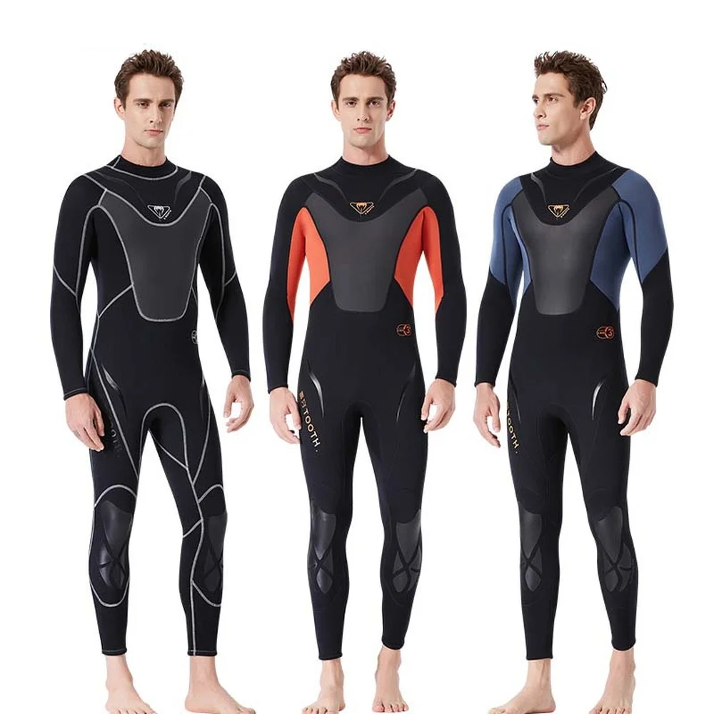 

3mm Men's Long One-piece Zipper Wetsuit Thickened Warmth SBR Neoprene Rubber Kayak Surfing Swimming Wetsuit M-2XL