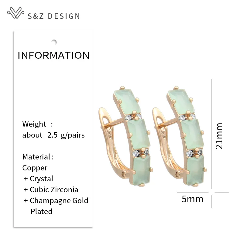 S&Z DESIGN New Fashion Champagne Gold Color Egg Shape Oval Crystal Drop Earrings For Women Wedding Jewelry Cubic Zirconia