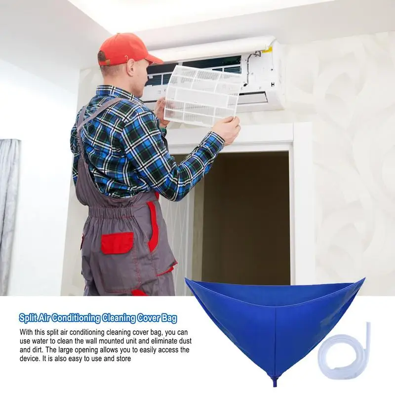 

Air Conditioner Cleaning Cover Funnel Shape Split AC Cleaner Cover Wall Mounted Dust Cover Cleaner Bag With Water Pipe Household