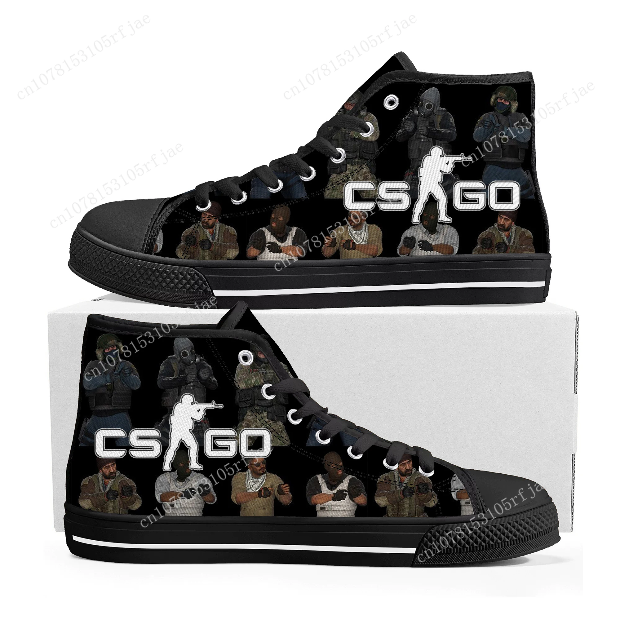 

Cartoon Game Counter Strike Global Offensive High Top Sneakers Mens Womens High Quality Canvas Sneaker Custom Built Couple Shoes