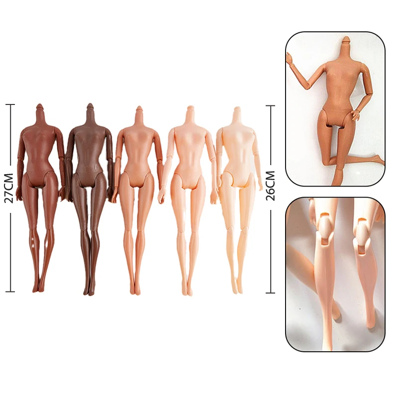 

1PC 11 Movable Joints 26/27cm African Doll Nude Body Brown Black Skin Doll Body Skin Children's Pretty Girl Toy Gift