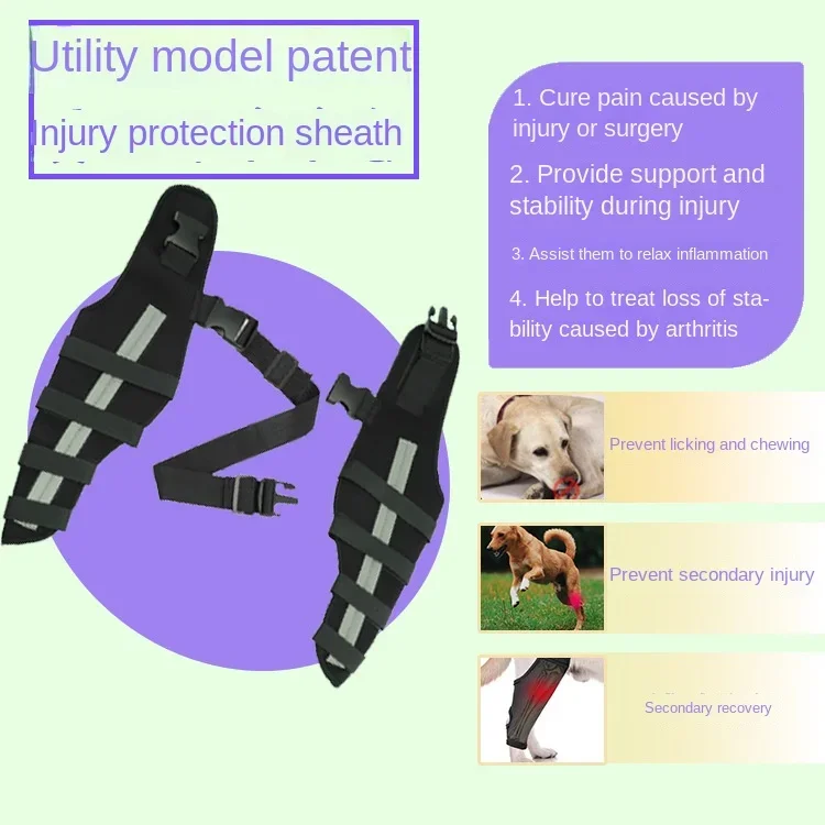 Pet Knee Pad with Reflector Strip for Hind Legs Injury Recover Hock Joint Wrap Breathable Dog Legs Protector Holder