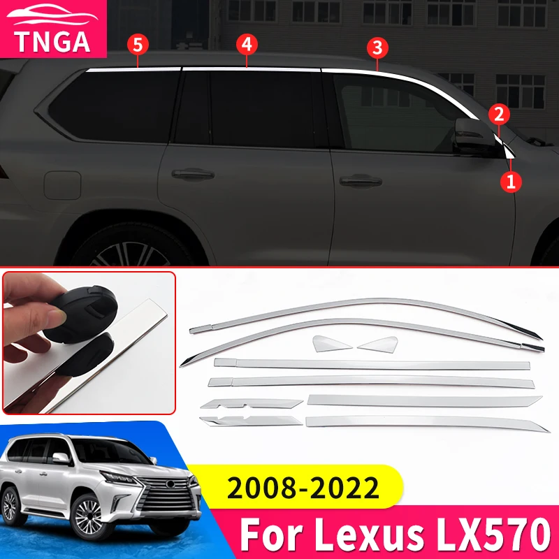 

For Lexus LX570 2008-2023 2022 2021 2020 2019 2018 Car window Chrome trim strip LX 570 Exterior upgraded Accessories body kit