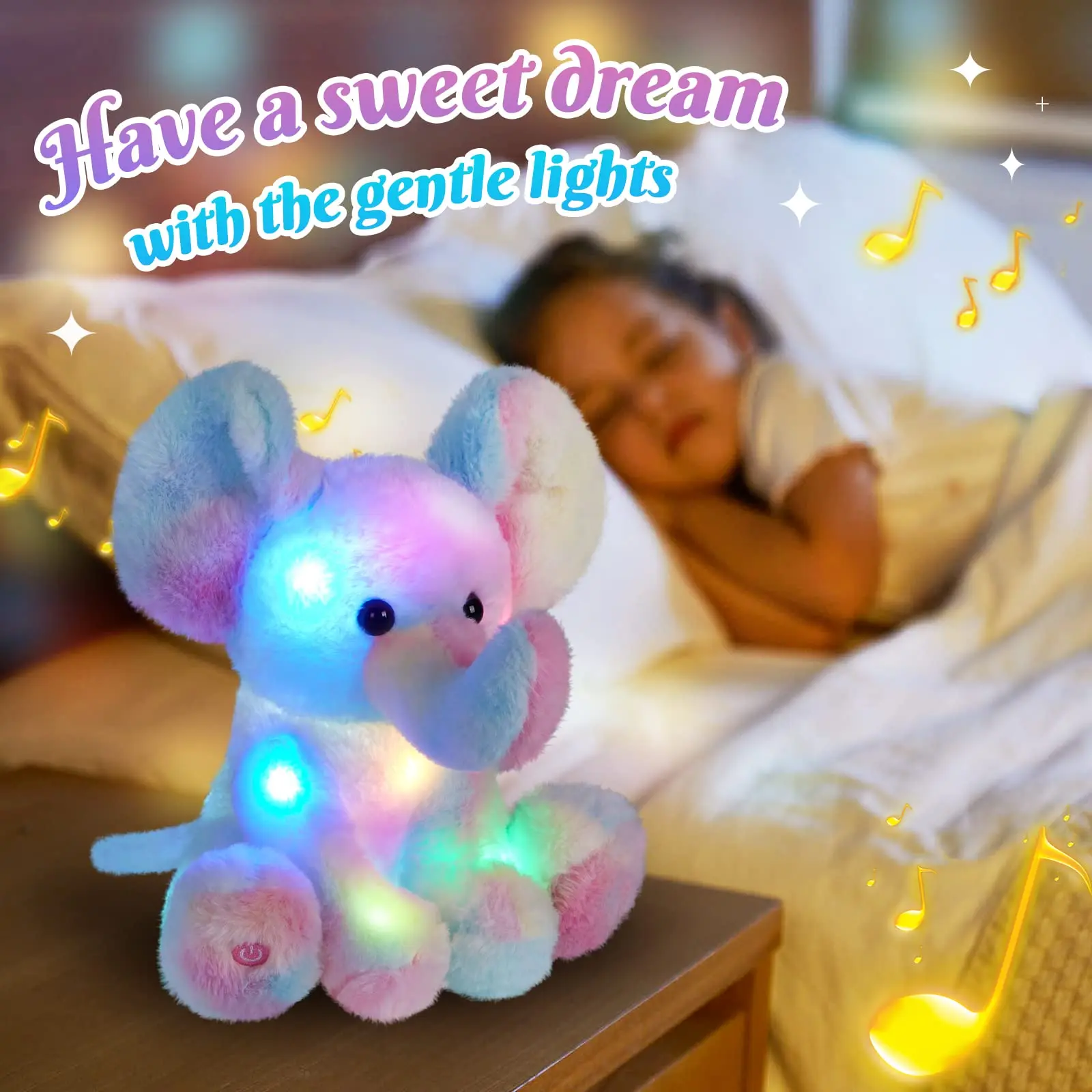 Plush Toy Elephant Doll Musical Glowing 28cm Throw Pillows Stuffed Toys for Girls Kids,plush toy