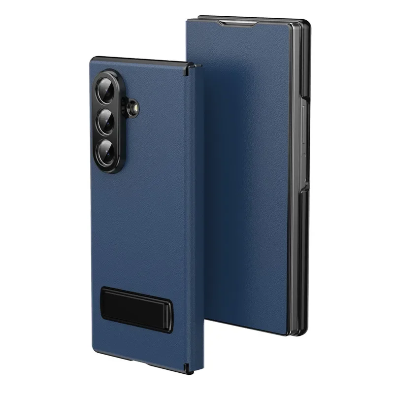 Leather Magnetic Flip Phone Case with Kickstand Holder - Elegant Book Cover Design