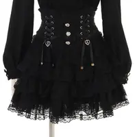 Japanese Sweet Lolita Style Mini Skirt Women Elegant Lace Bandage Party Cake Skirts Female Gothic Y2k Metal Buckle Skirt - Image 2