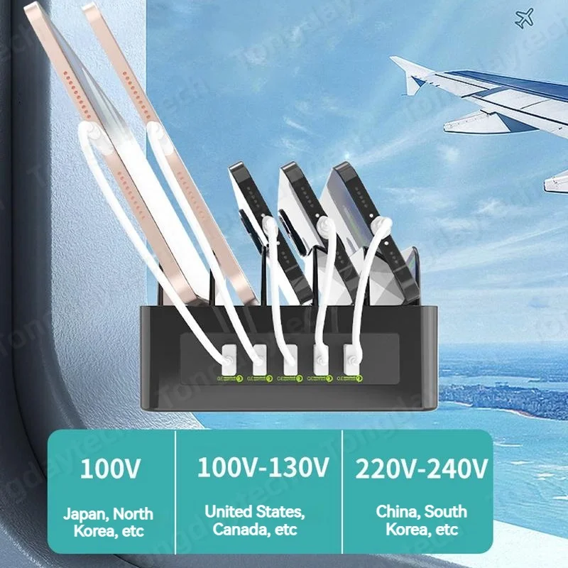100W 멀티 USB 충전기 스테이션 QC3.0 USB 유형 C 삼성 Iphone 15 14 13 Pro Max Carregador 용 고속 충전 Cargador 스탠드