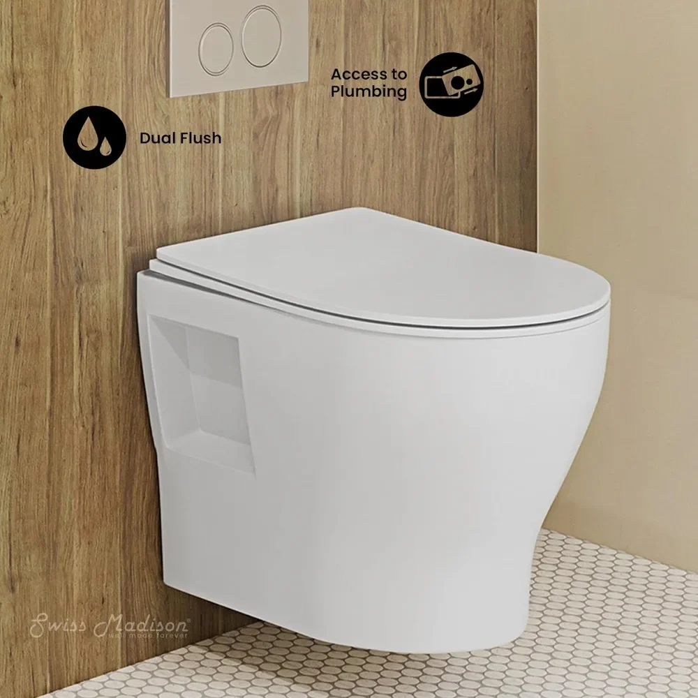 NEW-Ivy II Wall-Hung Elongated Toilet Bowl Glossy White