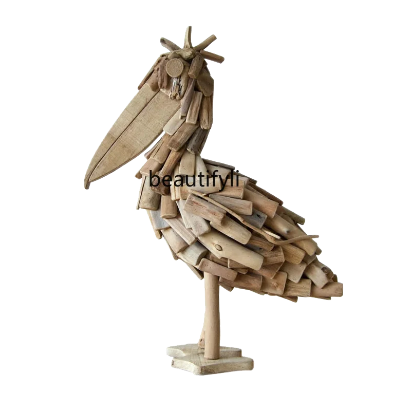 

zq Handmade Solid Wood Bird Living Room Decoration Desktop Home Decorative Crafts Creative