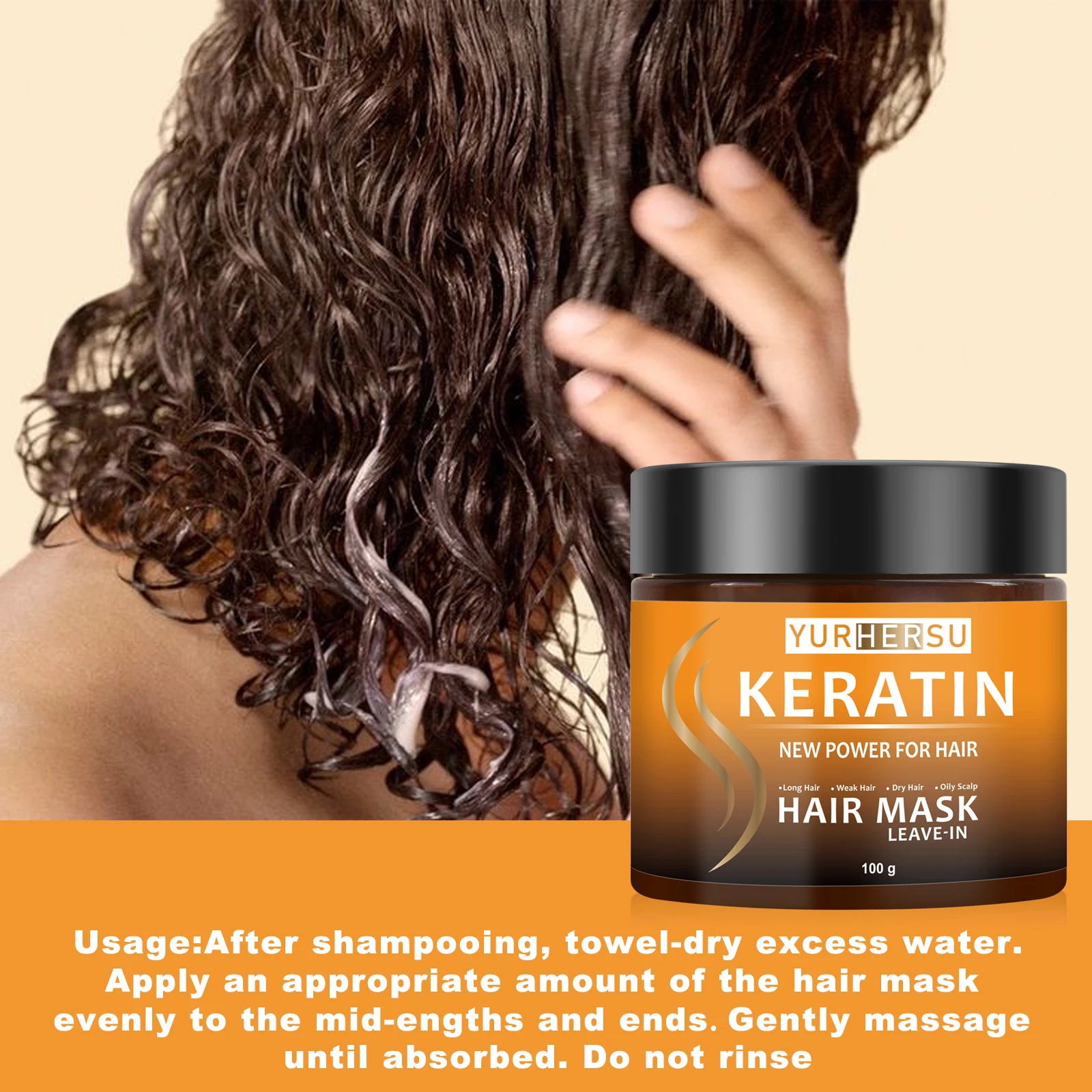 Keratin hair mask deep conditioning easily absorbed improves hair texture and frizz