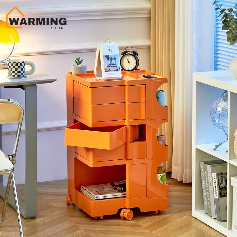 Plastic Storage Cabinet Fabric Drawers Cabinet Wooden Storage Cabinet Warming Poppy Rotating Cabinet Makeup Storage Bedside Table
