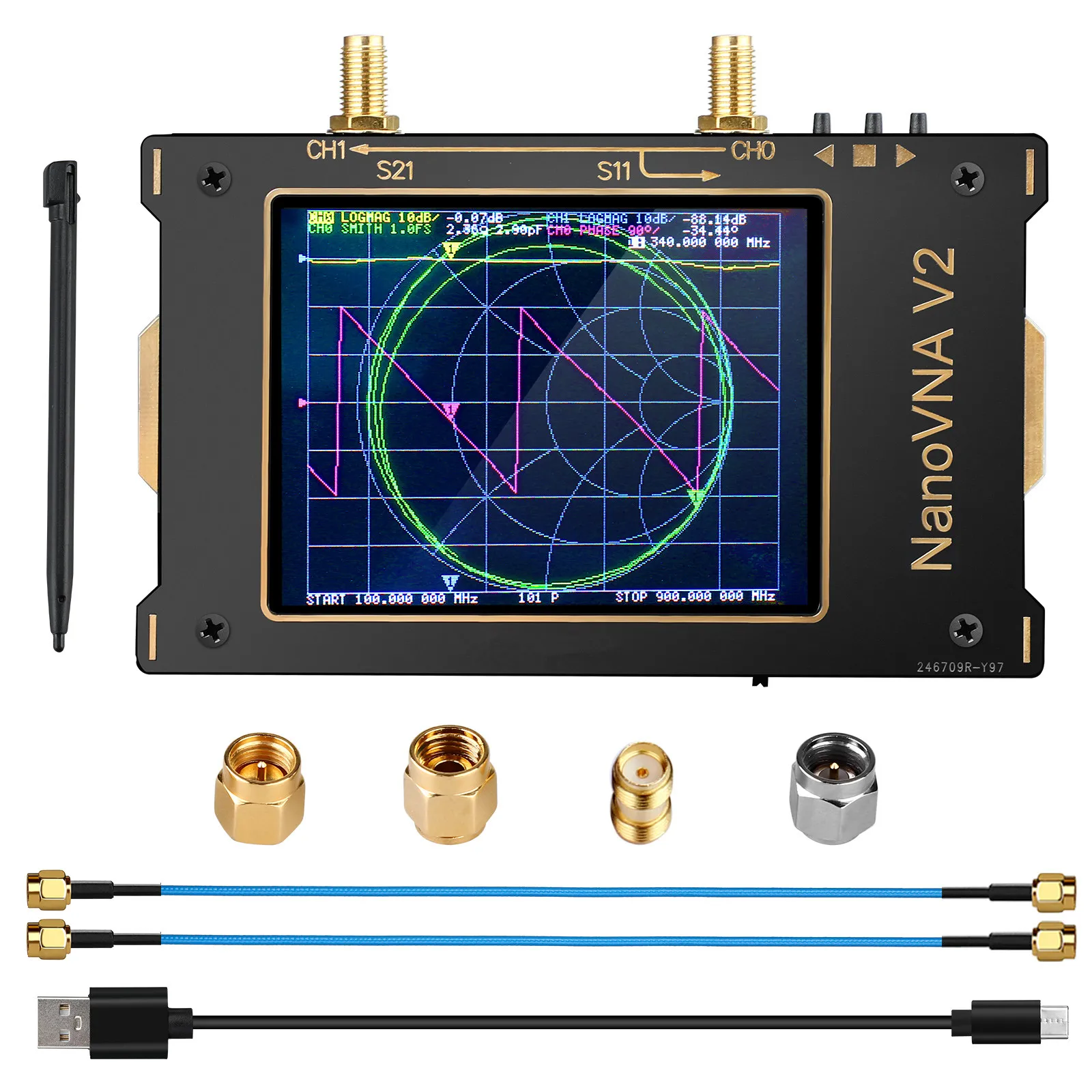 

Nanovna SAA-V2 Vector Network Analyzer 10KHz~3GHz HF VHF UHF Antenna Analyzer 3.2" inch Touchscreen with Case Measuring Duplexer