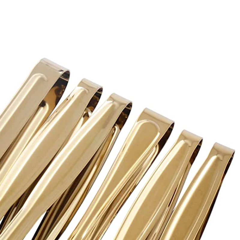 6 Pinze Da Cucina In Acciaio Inox - Per Zucchero, Ghiaccio, Insalata E Antipasti, 11cm, Dorate - Foto 7