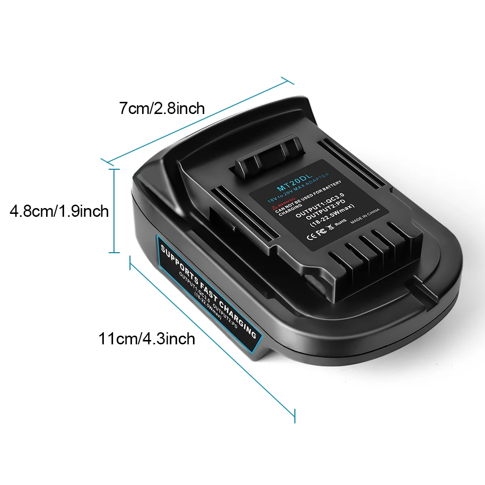 Battery Adapter for Makita 18V conversion to DEWALT 18V / 20V Batteries Power To