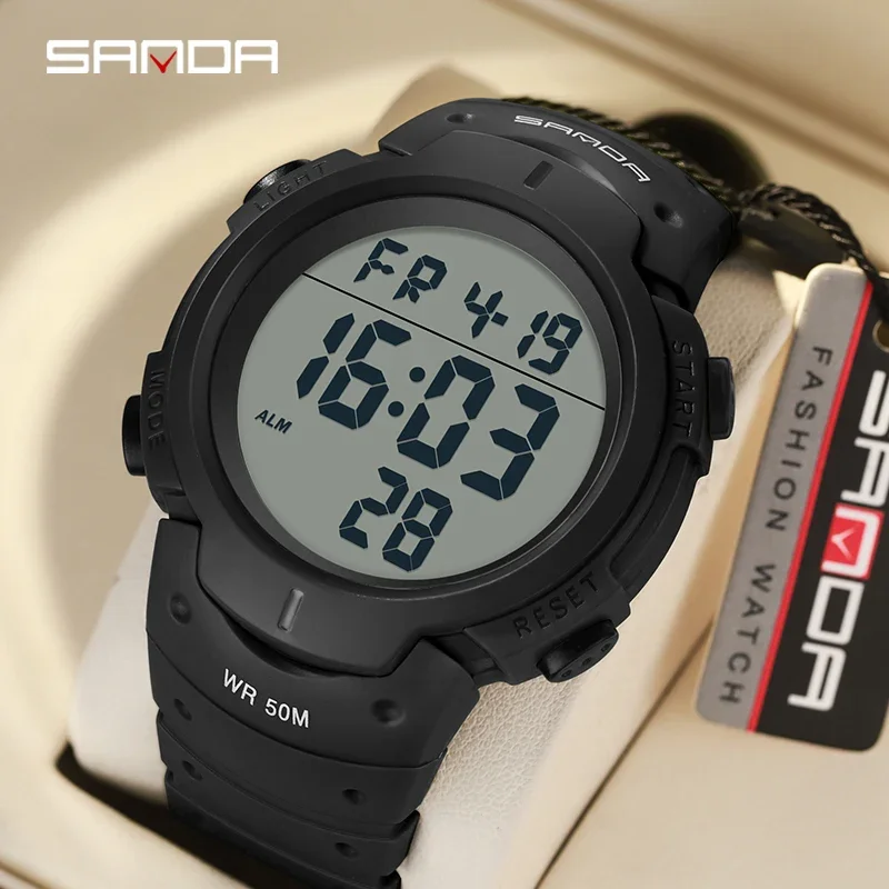 

Sanda 269-2155 Fashion Trend Multi functional Youth Alarm Clock Single Display Electronic Waterproof Large dial Watch