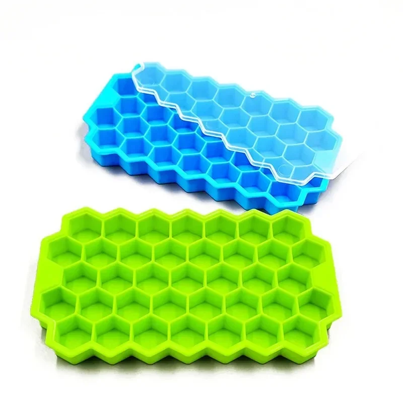 Honeycomb Ice Cube Tray with Removable Lid - BPA-Free Silicone Mold for Crystal Clear Ice, Easy Release Design for Cocktails