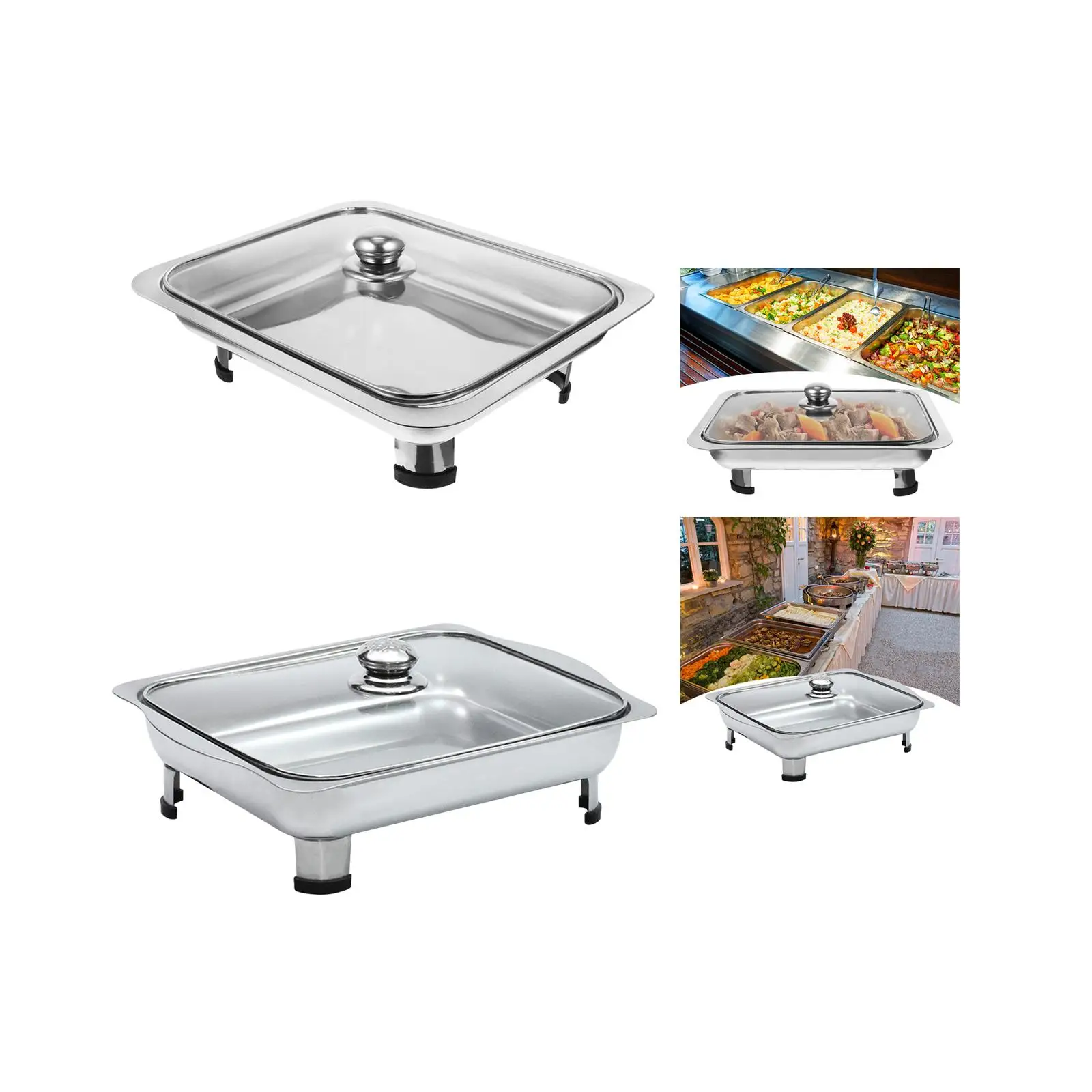 Chafing Dish Rectangular et Dish Tray Serving Tray Stainless Steel Chafer for Holidays Entertaining Picnic Banquet Birthday