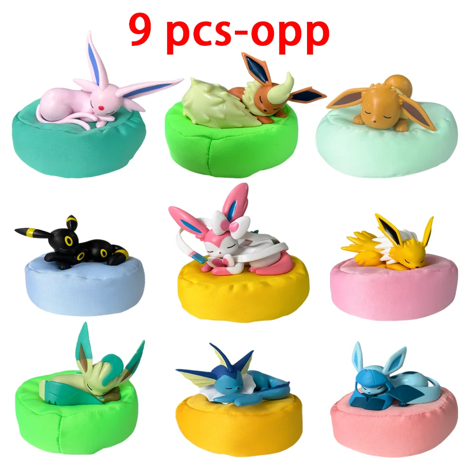 Anime Poké Mon Blind Box Eevee Family Sleeping Series Figurines - Adorable Collectible Toys Gift Set