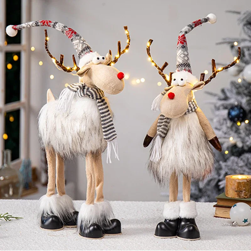 Elk Christmas Dolls Christmas Decorations for Home Retractable Standing Toy Birthday Party Gift Kids Santa Cluas Snowman