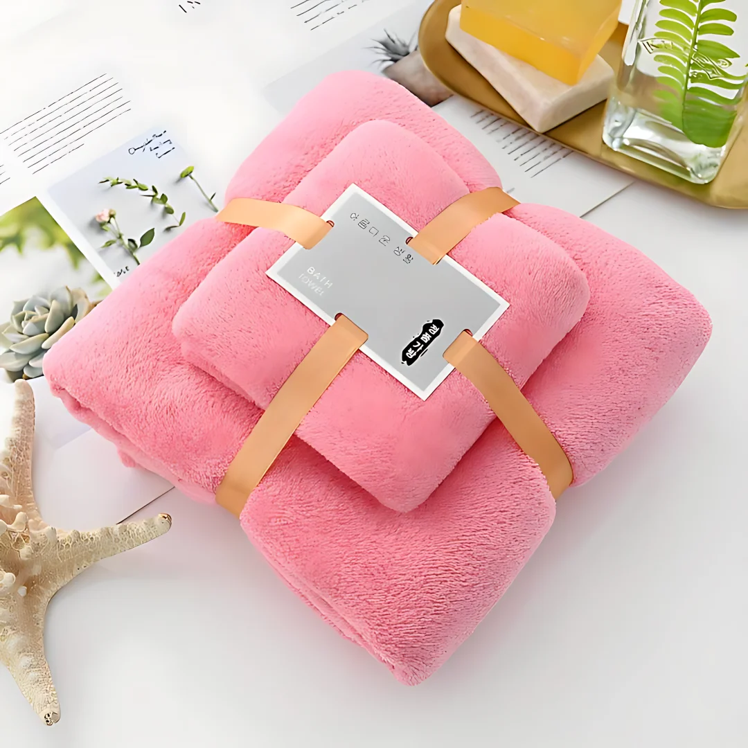 Waffle Bath Towel Set Thickened Coral Velvet Bath Towel Extra Thick Soft Absorbent Multi Bathroom Toiletries