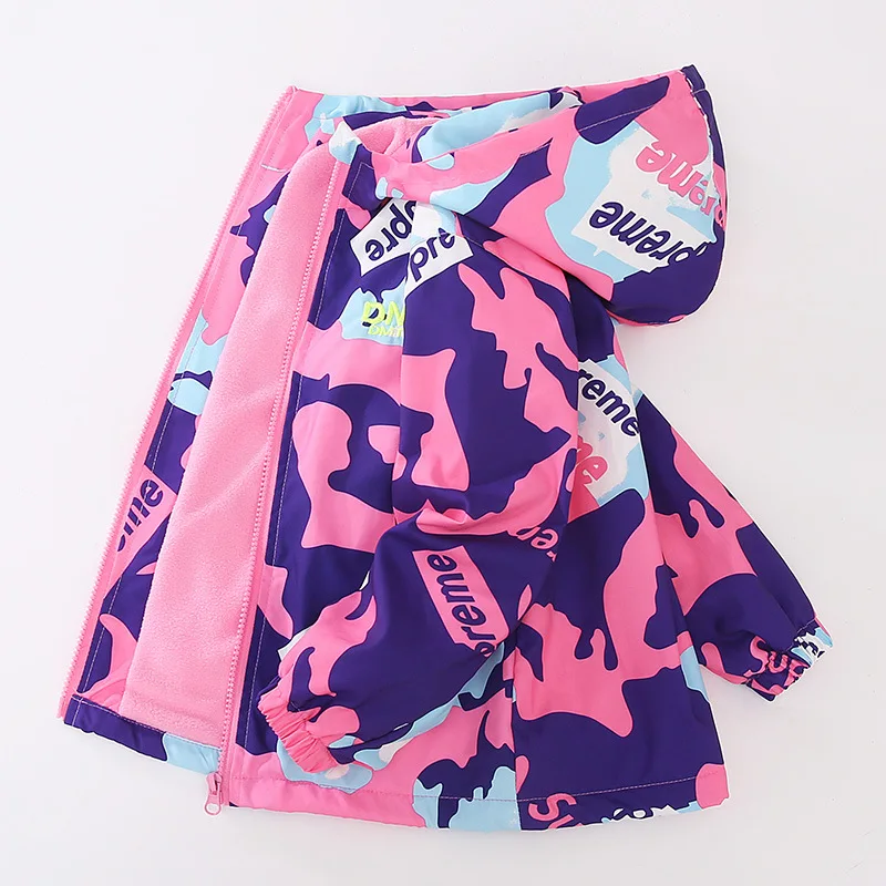 남아 및 여아용 플리스 스포츠 야외 코트, 용수철 및 가을 2024 아동용 추가 플..