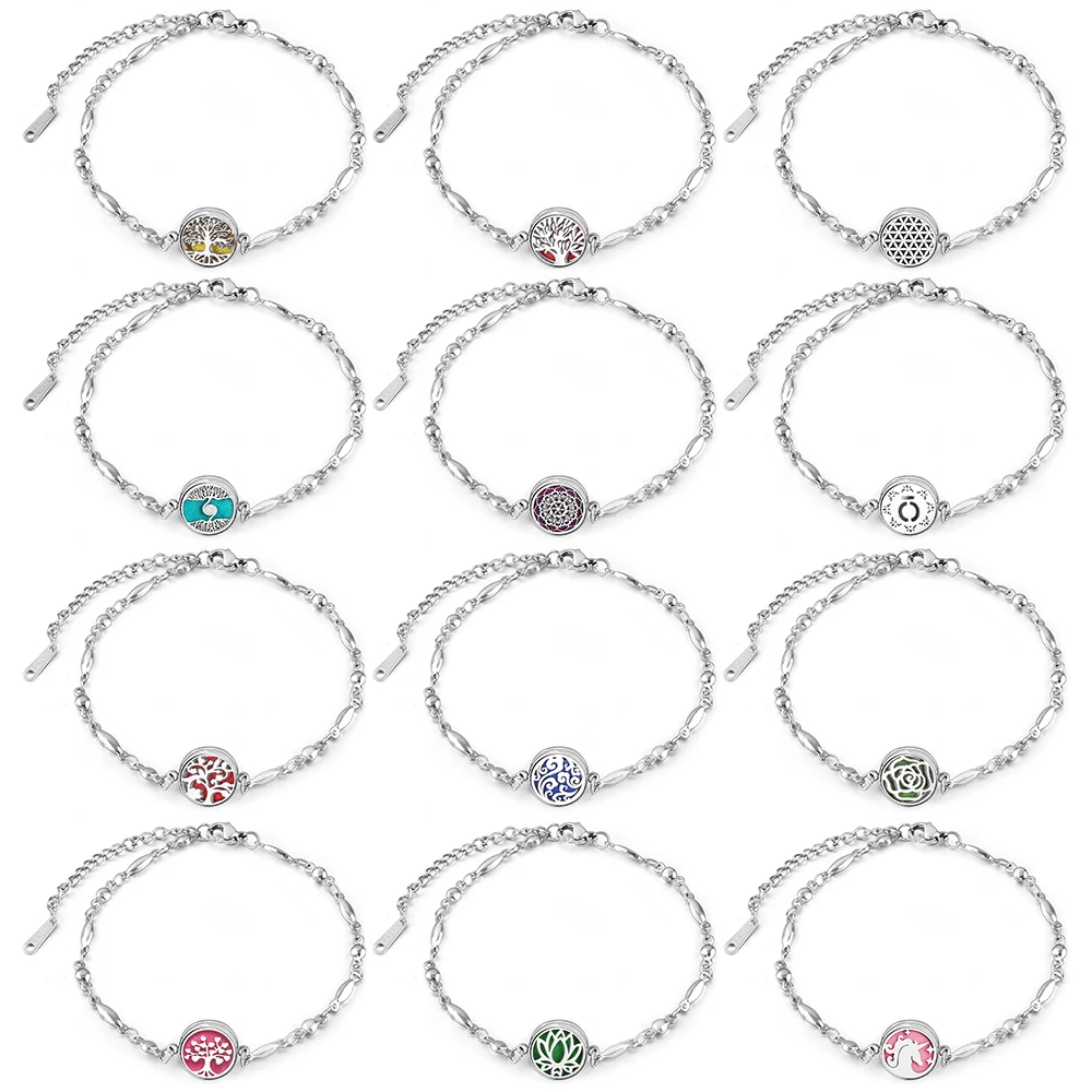 New Aromatherapy Locket Bracelet 12mm Essential Oil Diffuser Perfume Bangles Tree of Life High Quality Stainless Steel Jewelry bangle bracelet stainless steel bracelet