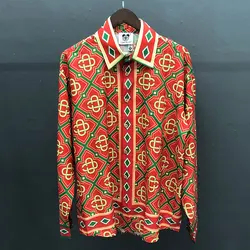 Fall Geometric Patterns Print Long Sleeve Shirt Holiday Casual Dress Blouse Brand Clothe 2022 Hawaiian Shirt Chemise Homme