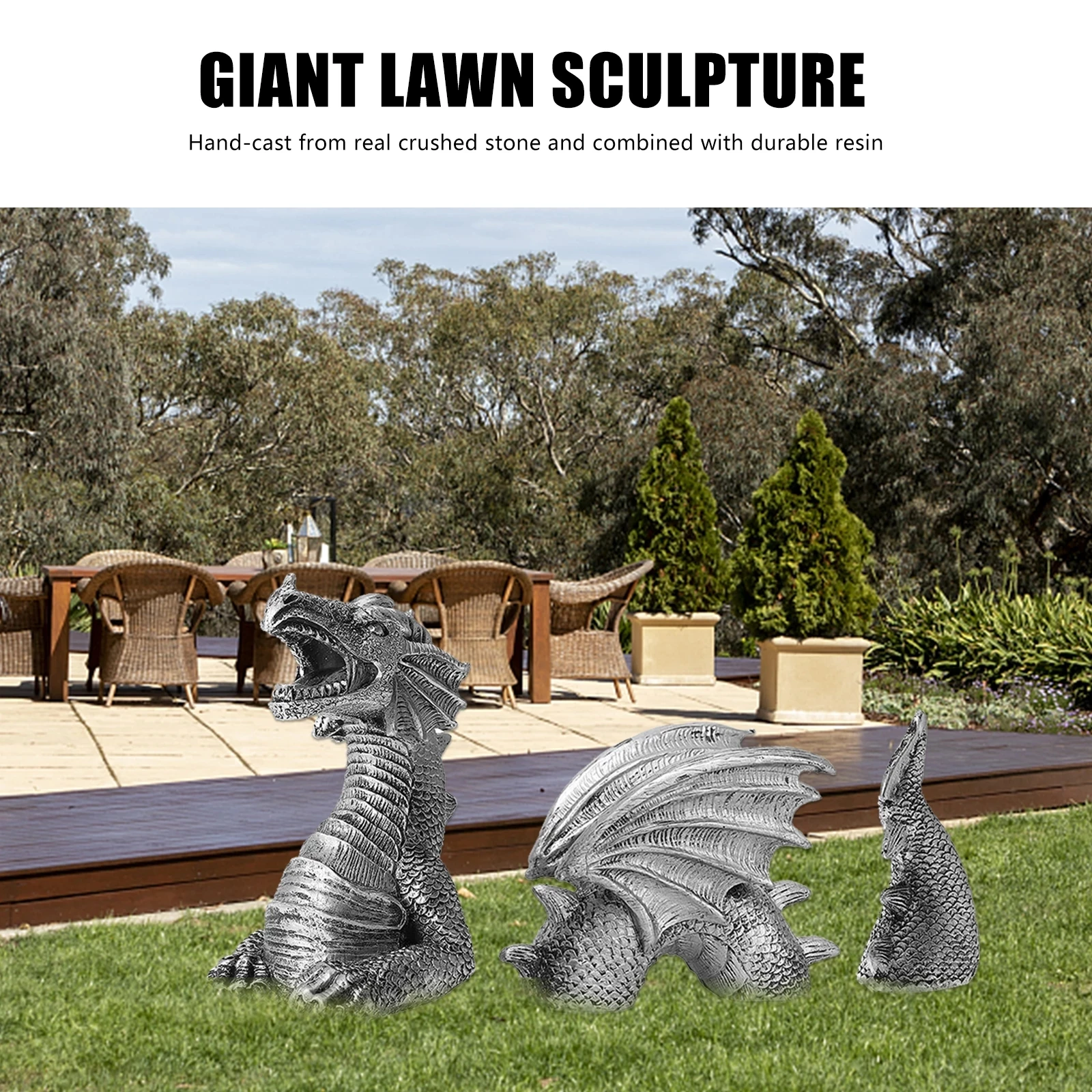 Resin Giant Lawn Sculpture Gothic Dragon Sculptures Fantasy Dragon