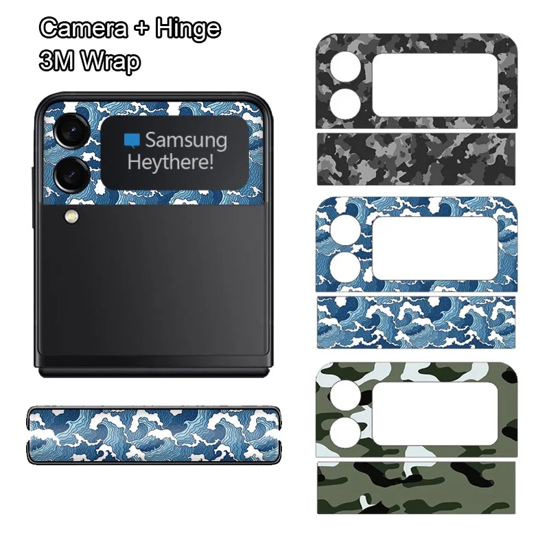 

Colorful Camera + Hinge Skin for Samsung Galaxy Z Flip 4 3 Military uflage Film Lens Protector Cover 3M Wrap Matte Sticker