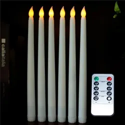 Flameless Flickering LED Taper Candles with Remote Control - Elegant Home and Wedding Decor (6pcs remote control)
