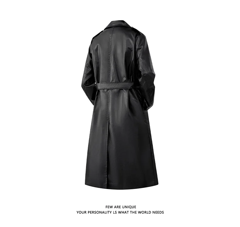 Men Long Business Casual Fashion Outerwear Male Leather Clothes Trench Coats Loose Large PU Top Coat Men's Jacket Long Trench