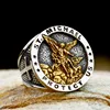 BEIER 2024 New Style 316L Stainless Steel Angel  St Michael Ring Cross Ring Archangel Medal Jewelry For Men