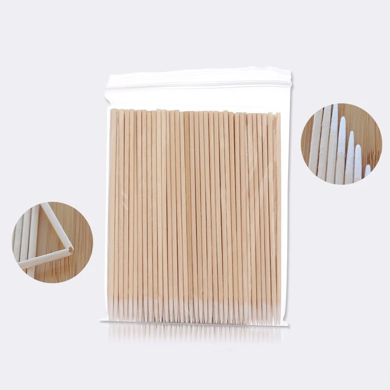 Disposable Ultra-small Cotton Swab 300pcs Lint Free Micro Brushes Wood Cotton Buds Swabs Eyelash Extension Glue Removing Tools