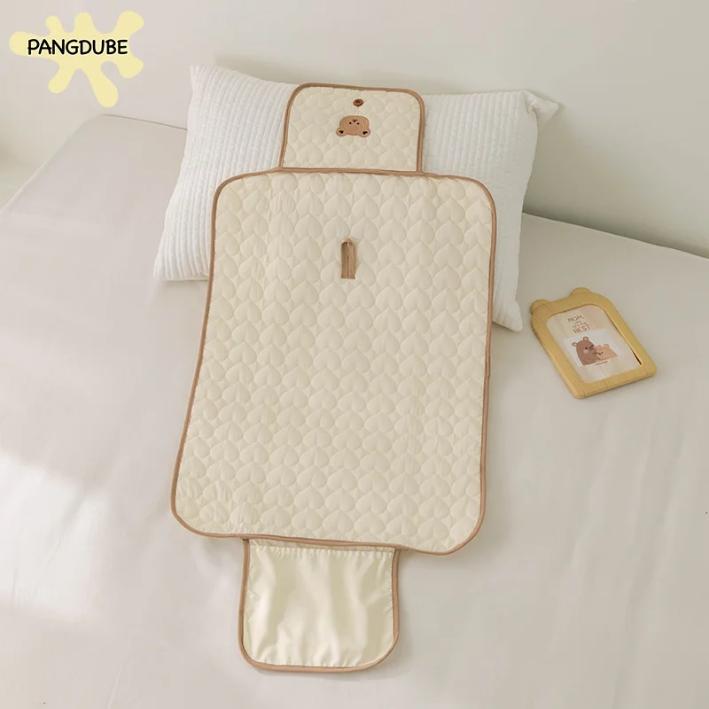 PANGDUBE Foldable Diaper Changing Pad Waterproof Portable Baby Changing Mat with Safety Strap Travel Nappy Mattress Storage Bag