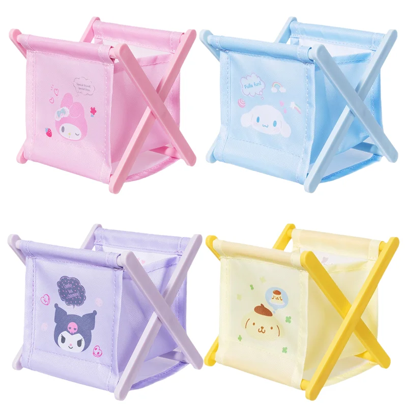 

Kawaii Anime Sanrios Series Fabric Foldable Mini Storage Rack Cartoon My Melody Cinnamoroll Kuromi Purin Dog Desktop Pen Holder