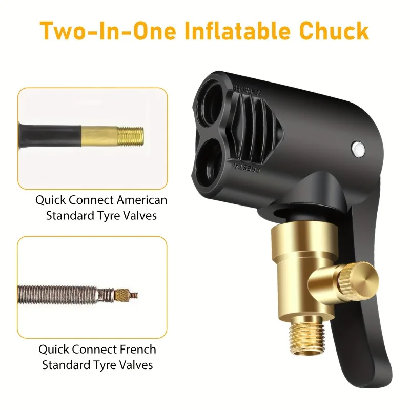 Click Valve Bicycle Pump Nozzle Hose Adapter Double Head Pumping