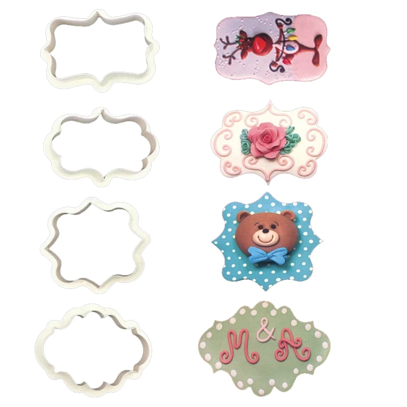 

4Pcs Famous Brand Happy Birthday Cookie Mold For Chocolate Wedding Cake Decorating Tools Kitchen Baking Biscuits Printing Stamp