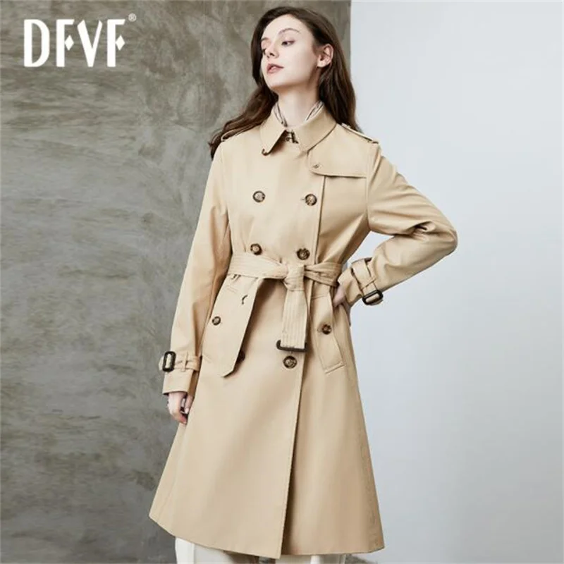 Windbreaker Women's Long Trench Coats New Highend Temperament Classic