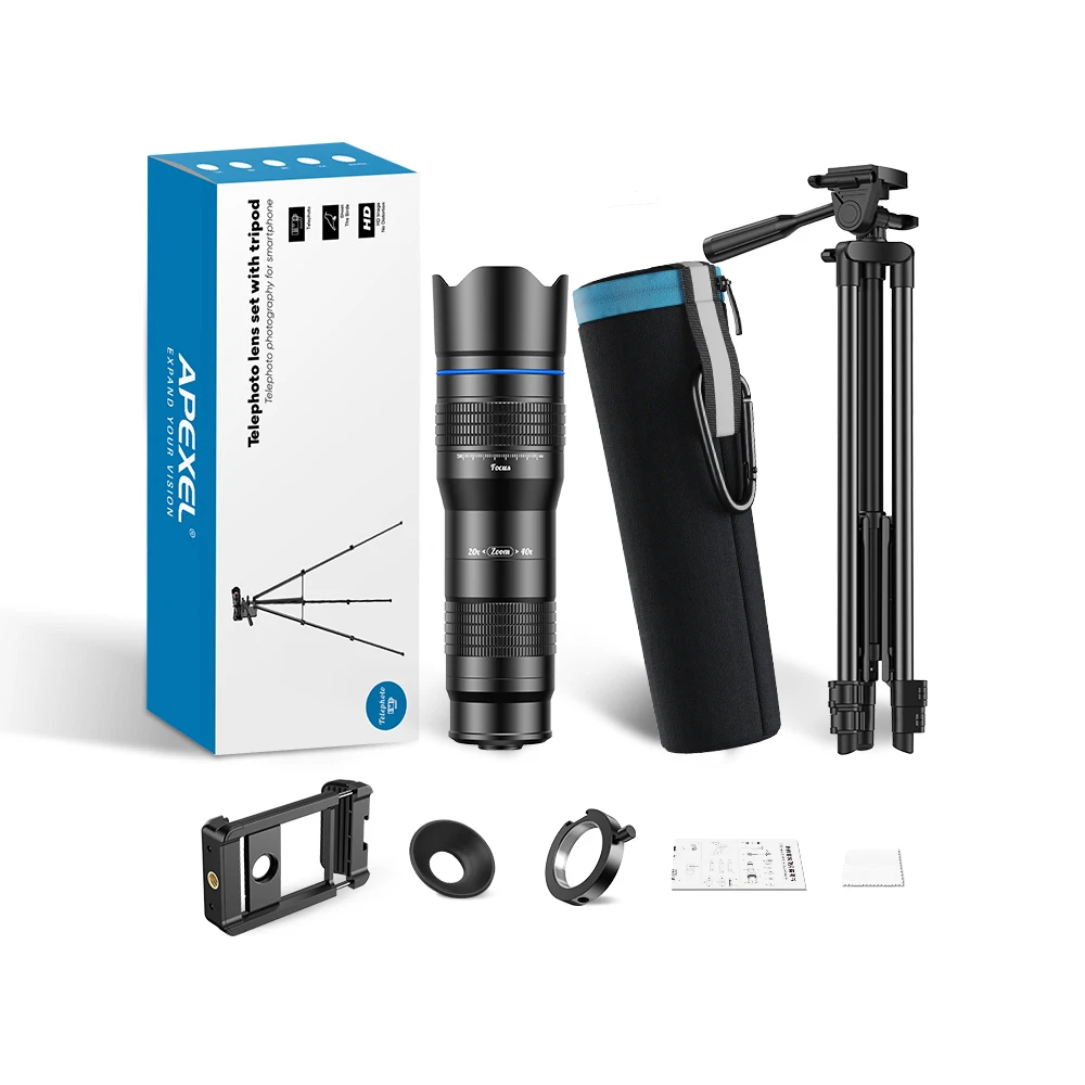 HD Metal 20-40x Zoom Telescope Telephoto Lens Phone Camera Lens With Extendable