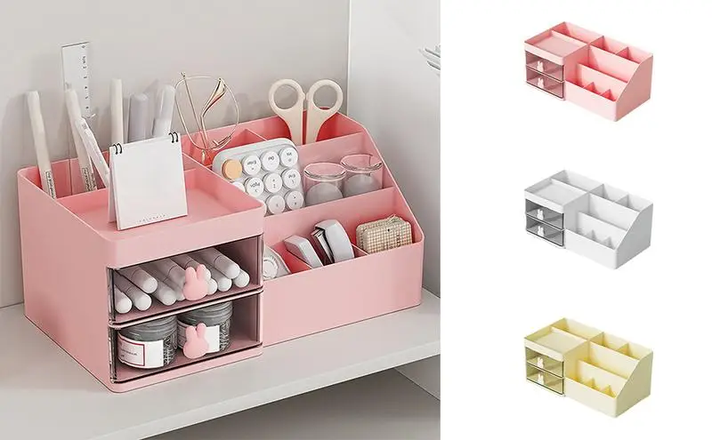 

Stationary Organizer Multiple Compartment Desktop Organiser Makeup Organizer Drawers Desktop Stationery Storage Box Desk