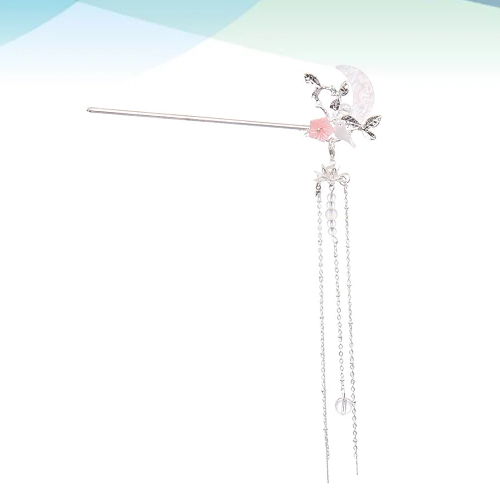 Cute Hairpin Updo Bridal Moon Design Stick Tassel Bun Elegant Women's Accessory 3