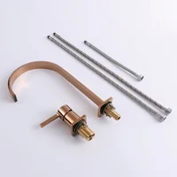 ก๊อกน้ำห้องน้ำ KEMAIDI สีโรสโกลด์ ก๊อกน้ำแบบก้านโยกเดี่ยว น้ำร้อนน้ำเย็นแยกกัน แบบน้ำตก สำหรับอ่างล้างหน้าและอ่างอาบน้ำ ก๊อกผสมทองเหลือง 6