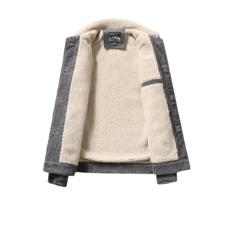 High-quality Winter Mens Corduroy Jacket Male Cashmere Thicken Warm Parkas Male Solid Color Lapel Fashion Casual Slim Coats 6XL - Image 6