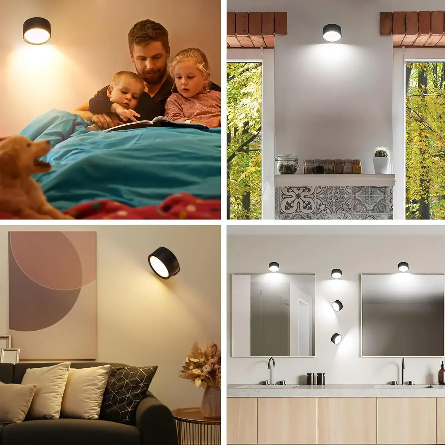 รูปสินค้า ไฟติดผนัง LED ปรับสีได้ 3 สี ชาร์จ USB ห้องนอน