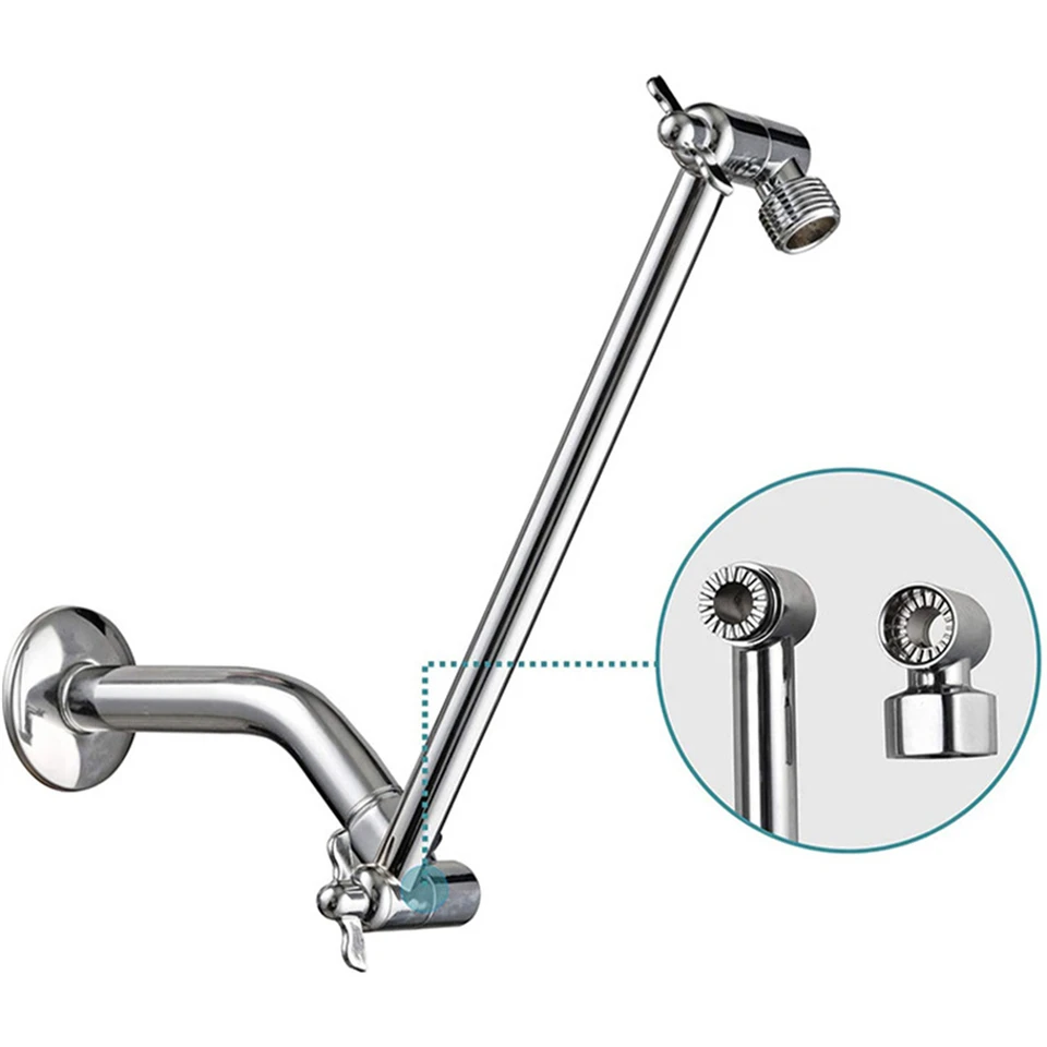 Adjustable Shower Arm Extension – 9 Inch, All Metal, G1/2 Thread, Height & Angle Adjustable