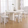 Modern Boucle Dining Chairs Set of 4, Sherpa Fabric Upholstered Barrel Dining Chairs Armless Curved Back Accent Chairs 1