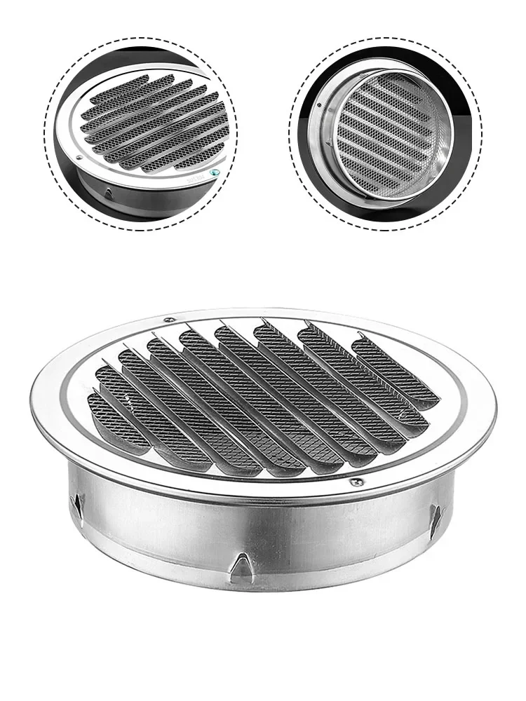 

1pc 70-300mm Round Stainless Steel Air Vent Grille Insect Protection Home Exterior Wall Ducting Ventilation Tool Silver